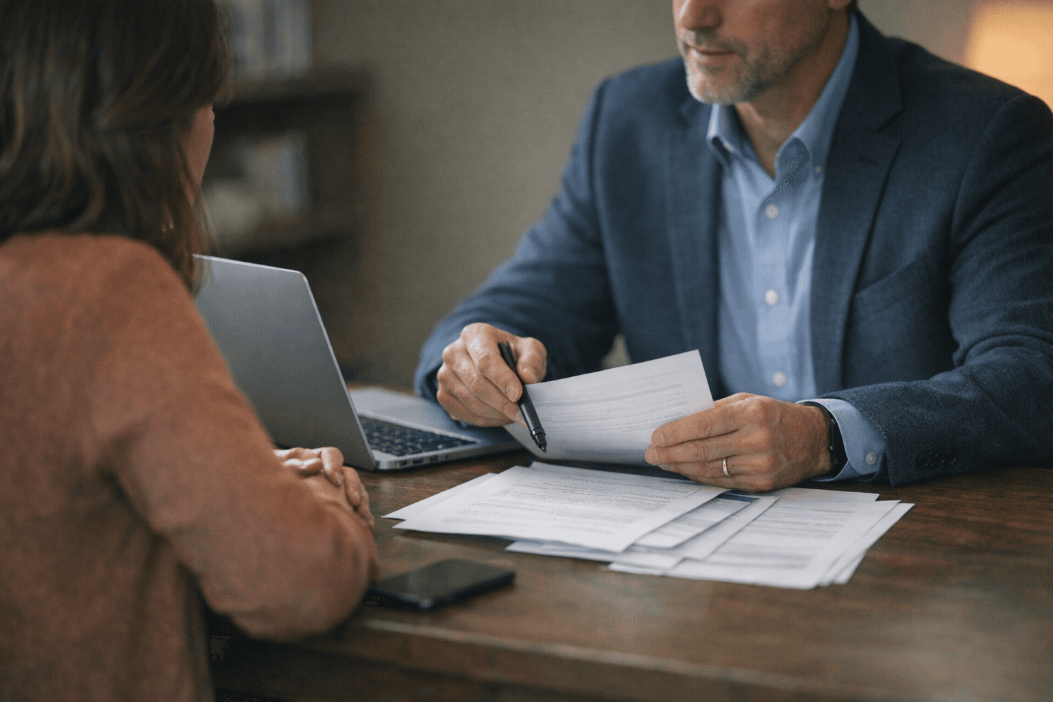 Homeowner discussing loss mitigation with a mortgage advisor