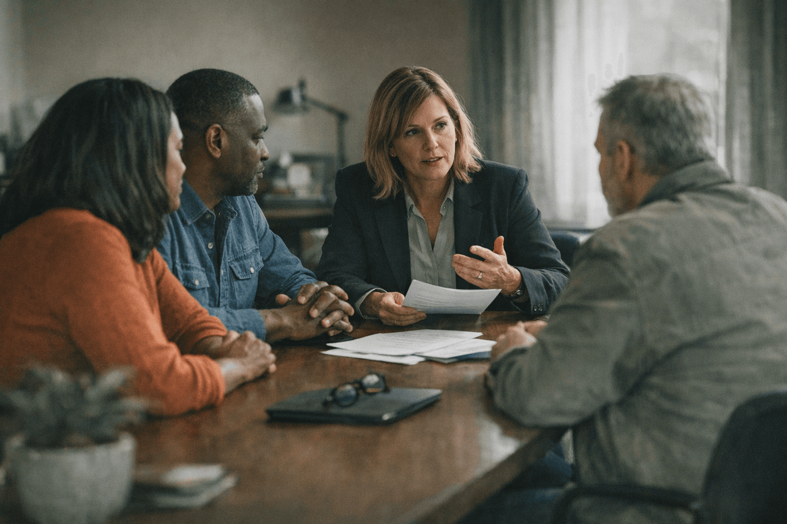 Homeowners discussing loss mitigation appeal process